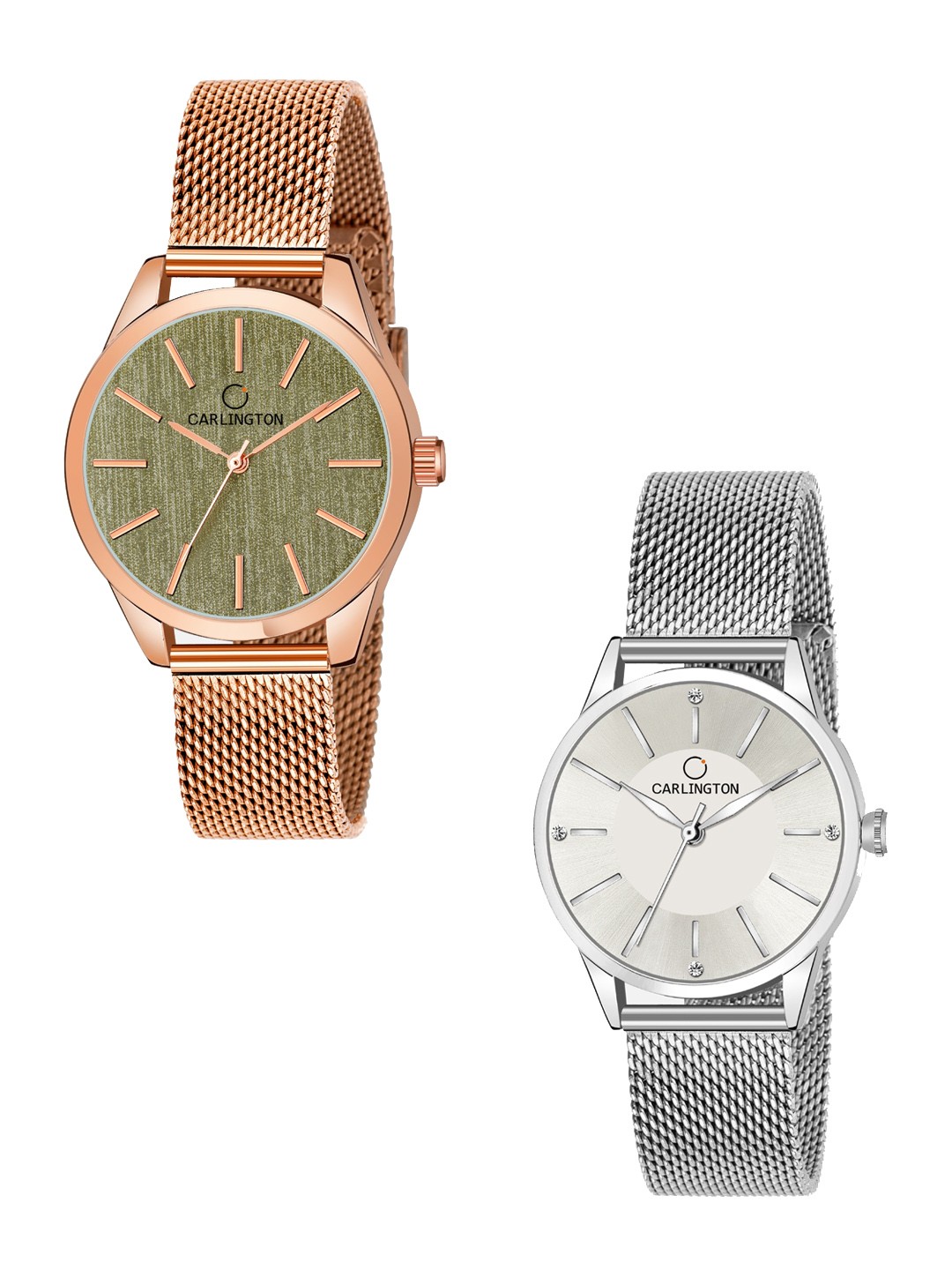 CARLINGTON Women Set of 2 Rose-Gold Toned & Silver-Toned Analogue Watches CT2001 CT2004
CARLINGTON Women Set of 2 Rose-Gold Toned & Silver-Toned Analogue Watches CT2001 CT2004