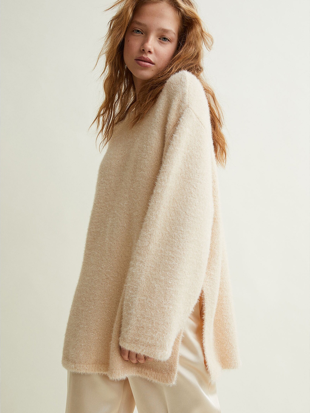 H&M Women Beige Solid Jumper