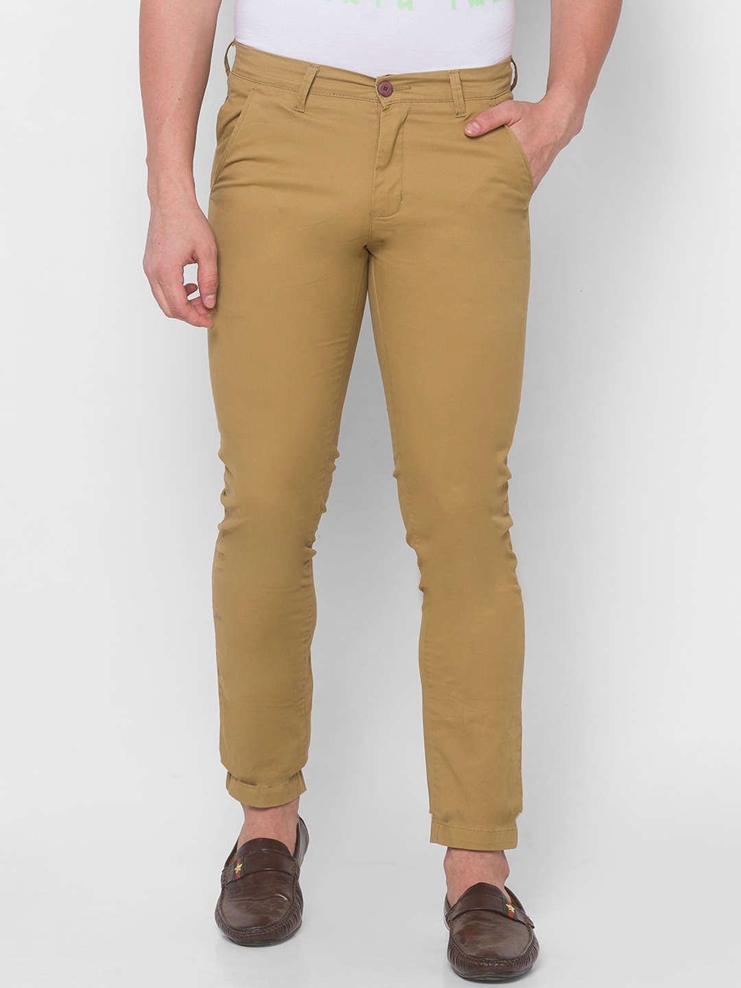 Globus Men Khaki Slim Fit Chinos Trousers