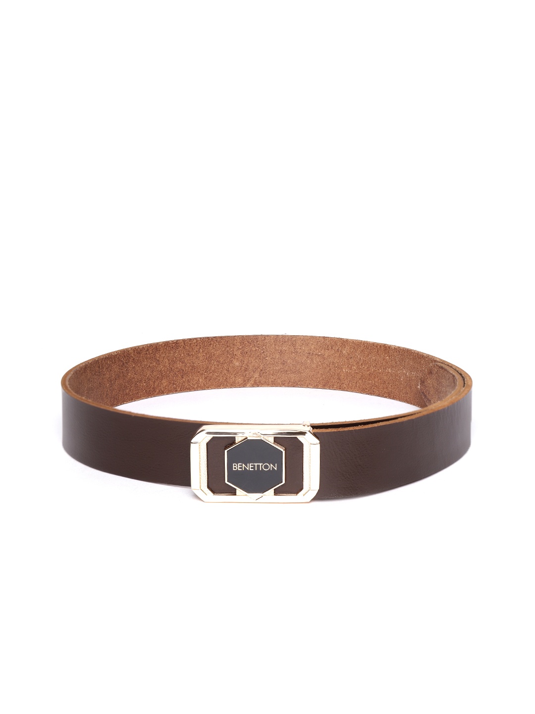 United Colors of Benetton Men Coffee Brown Solid Leather Belt