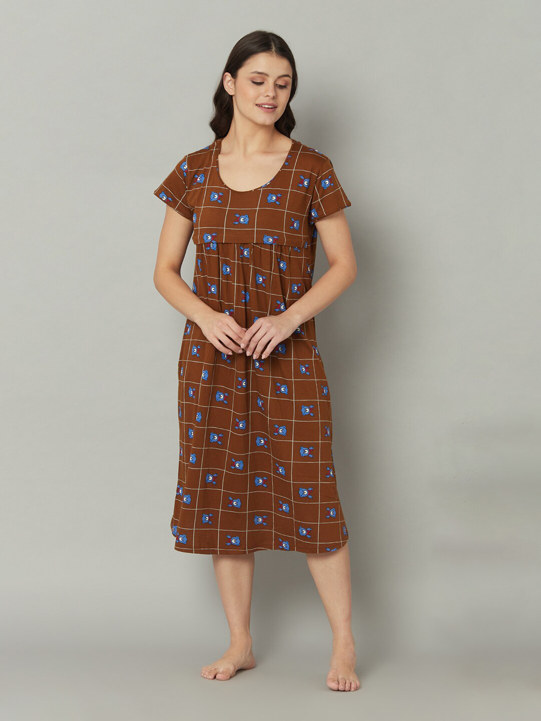 TRUNDZ Brown Printed Oraganic Cotton Maternity Nightdress
TRUNDZ Brown Printed Oraganic Cotton Maternity Nightdress