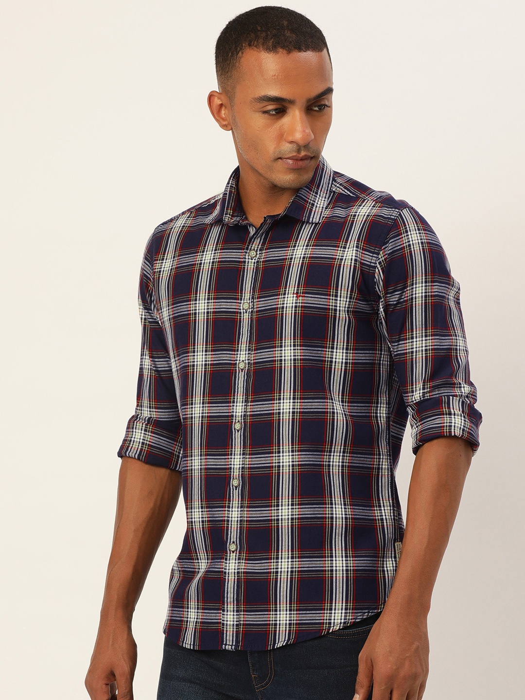Flying Machine Men Navy Blue & White Slim Fit Tartan Checked Pure Cotton Casual Shirt
Flying Machine Men Navy Blue & White Slim Fit Tartan Checked Pure Cotton Casual Shirt