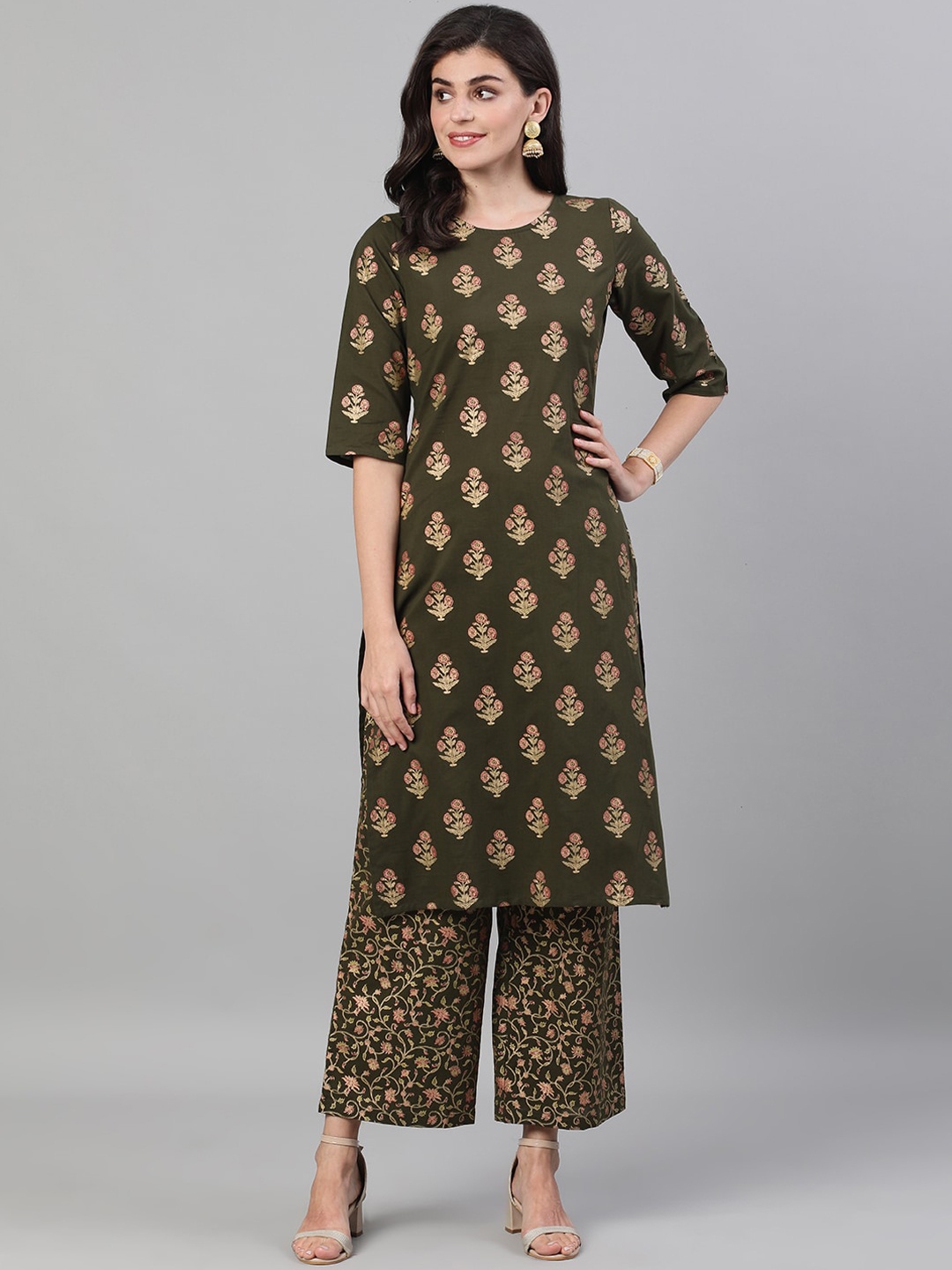 AASI - HOUSE OF NAYO Women Green Floral Printed Regular Pure Cotton Kurta with Palazzos
AASI - HOUSE OF NAYO Women Green Floral Printed Regular Pure Cotton Kurta with Palazzos