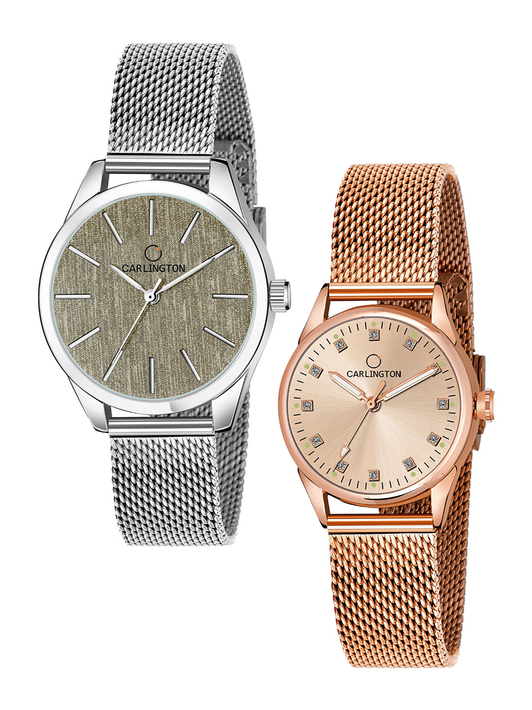 CARLINGTON Women Set of 2 Silver Toned Stainless Steel Bracelet Style Straps Watch
CARLINGTON Women Set of 2 Silver Toned Stainless Steel Bracelet Style Straps Watch