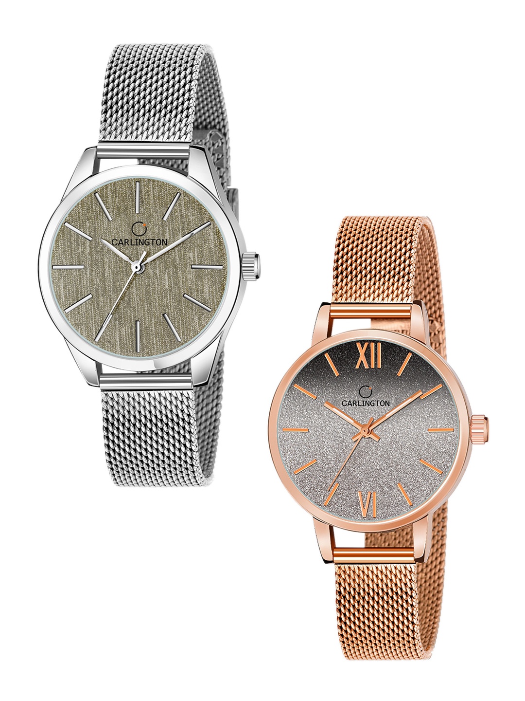 CARLINGTON Women Set of 2 Silver-Toned Stainless Steel Bracelet Style Strap Analogue Watch
CARLINGTON Women Set of 2 Silver-Toned Stainless Steel Bracelet Style Strap Analogue Watch