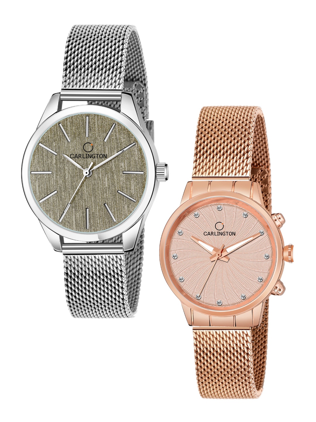 CARLINGTON Women Set Of 2 Stainless Steel Bracelet Style Straps Analogue Watch, Multi
CARLINGTON Women Set Of 2 Stainless Steel Bracelet Style Straps Analogue Watch, Multi
