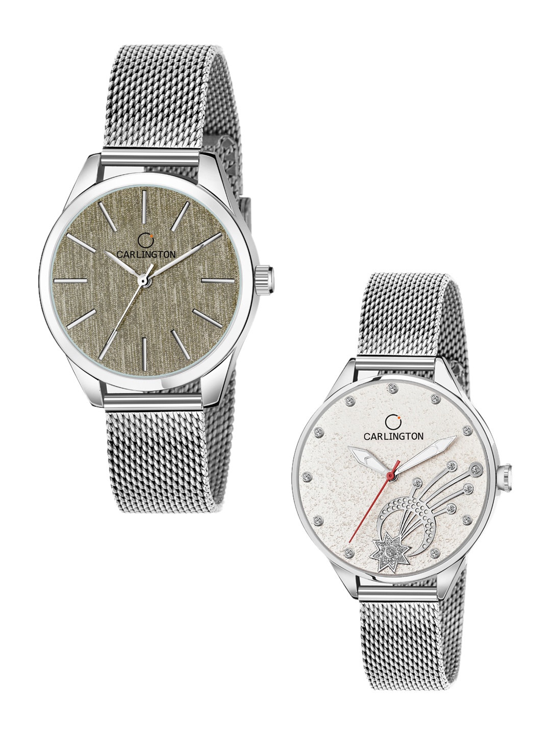 CARLINGTON Women Pack of 2 Multicoloured Dial & Silver Stainless Steel Analogue Watch
CARLINGTON Women Pack of 2 Multicoloured Dial & Silver Stainless Steel Analogue Watch