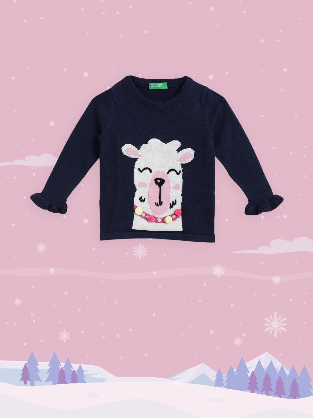 United Colors of Benetton Girls Navy & White Cotton Llama Pullover with Pom-Pom Detail, Navy blue
United Colors of Benetton Girls Navy & White Cotton Llama Pullover with Pom-Pom Detail, Navy blue