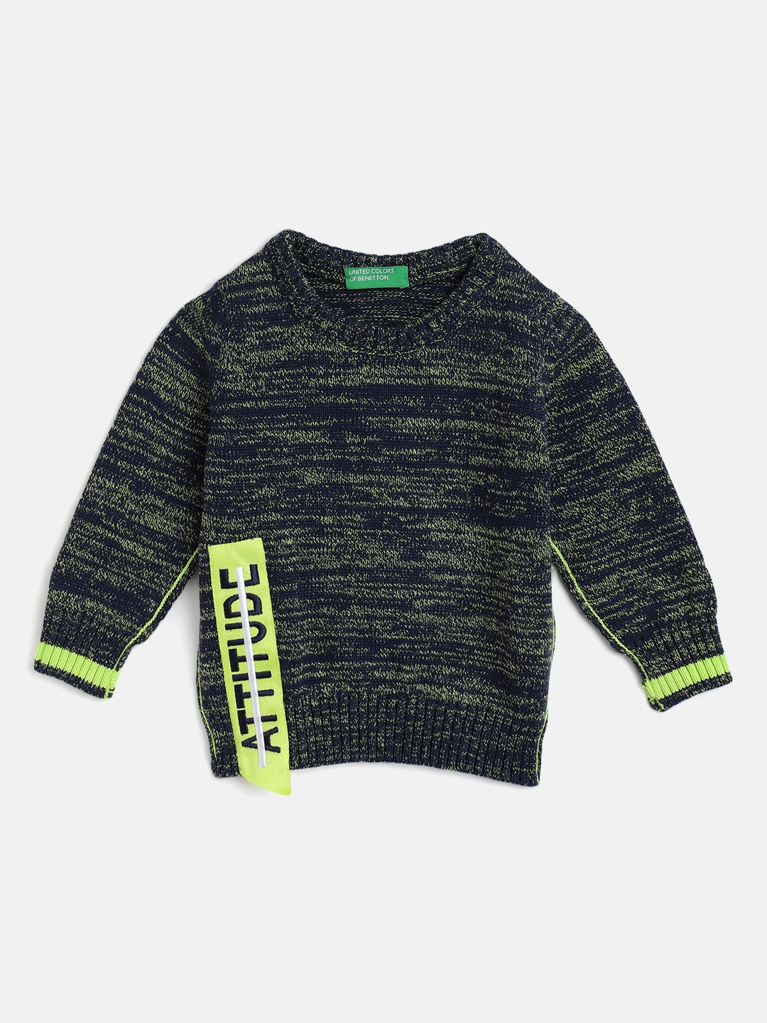 United Colors of Benetton Boys Navy & Fluorescent Green Cotton Self-Design Pullover, Navy blue
United Colors of Benetton Boys Navy & Fluorescent Green Cotton Self-Design Pullover, Navy blue