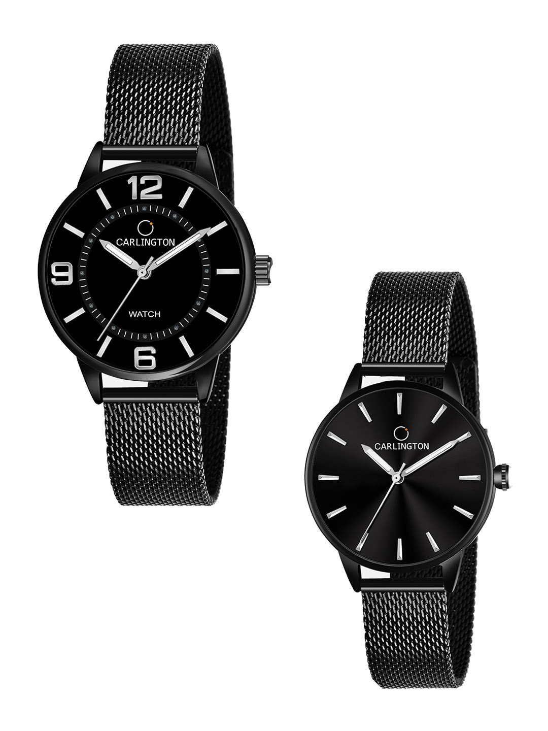 CARLINGTON Women Set Of 2 Black Dial & Black Straps Analogue Watch CT2002