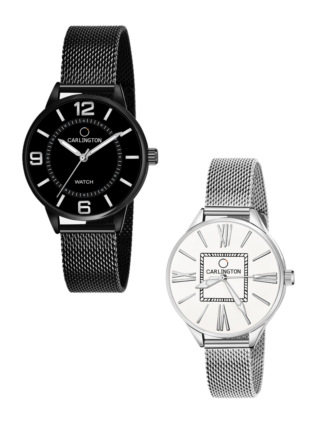 CARLINGTON Women Pack of 2 Multicoloured Printed Dial Black & Silver Bracelet Style Watch, Multi
CARLINGTON Women Pack of 2 Multicoloured Printed Dial Black & Silver Bracelet Style Watch, Multi