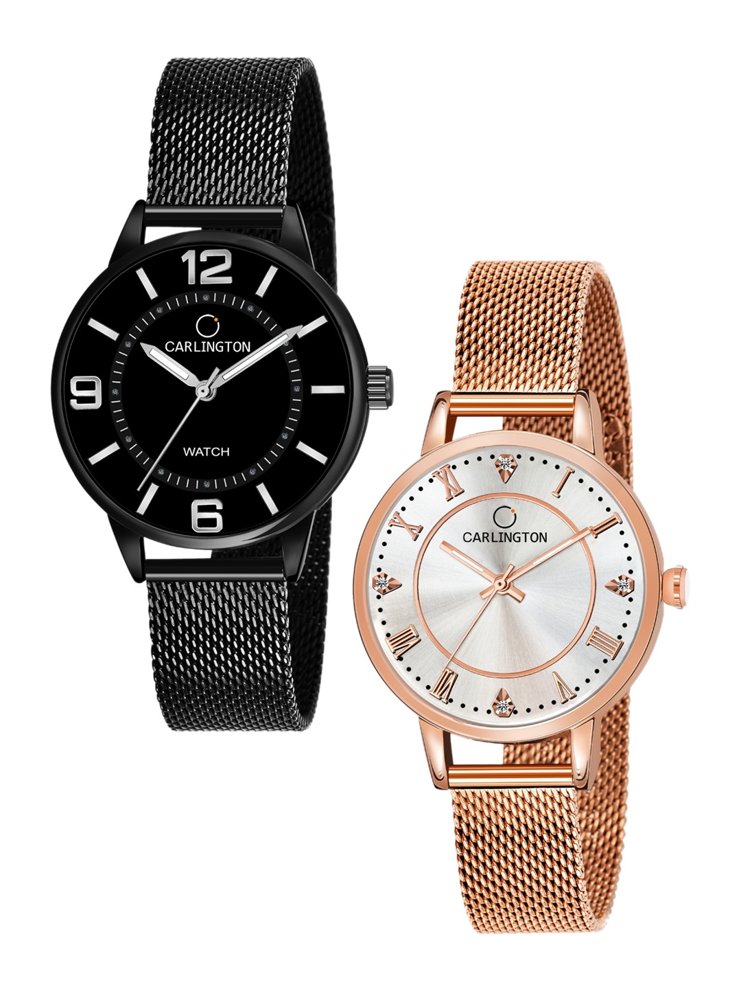 CARLINGTON Women Set Of 2 Stainless Steel Bracelet Style Straps Analogue Watches, Multi
CARLINGTON Women Set Of 2 Stainless Steel Bracelet Style Straps Analogue Watches, Multi