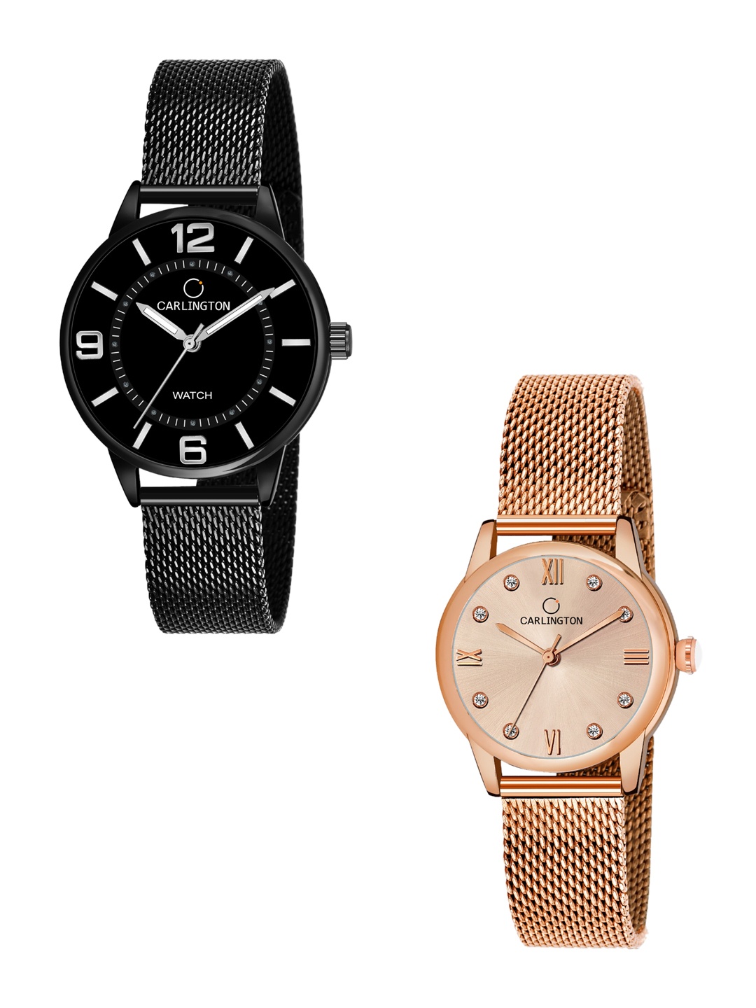 CARLINGTON Women Pack of 2 Multicoloured Dial Black & Rose Gold Bracelet Style Watch
CARLINGTON Women Pack of 2 Multicoloured Dial Black & Rose Gold Bracelet Style Watch