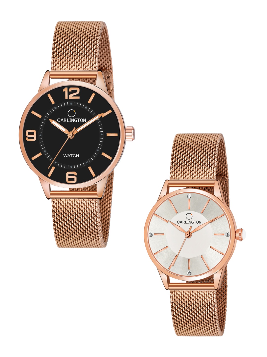 CARLINGTON Women Rose Gold Set Of 2 Stainless Steel Bracelet Style Straps Analogue Watch
CARLINGTON Women Rose Gold Set Of 2 Stainless Steel Bracelet Style Straps Analogue Watch
