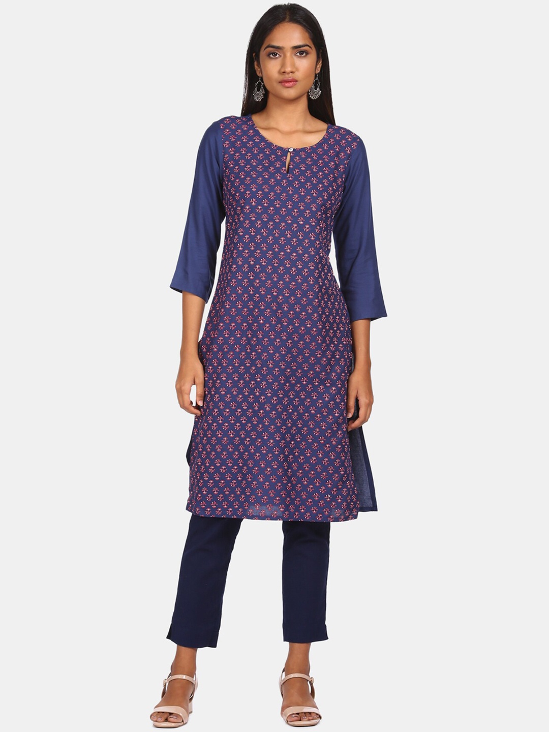 Karigari Women Blue Ethnic Motifs Printed Kurta