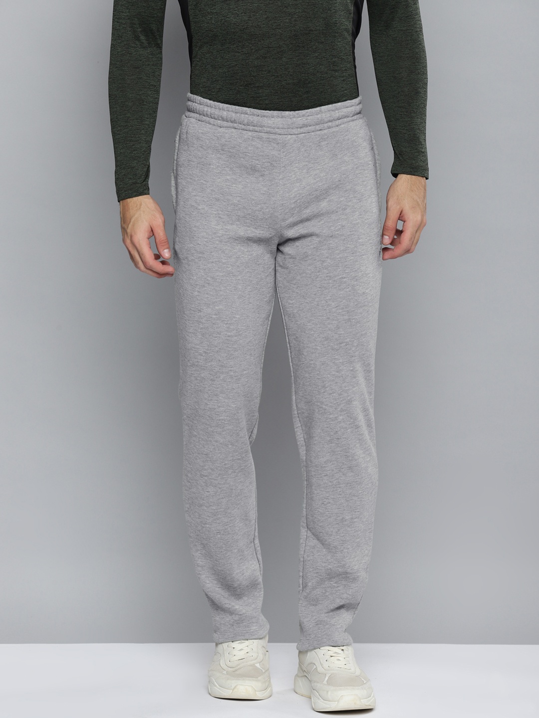 Alcis Men Grey Melange Solid Slim Fit Track Pants