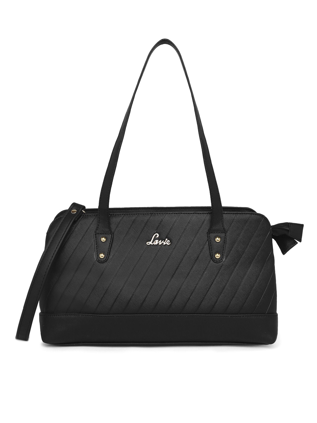 Lavie Black Textured Structured Shoulder Bag