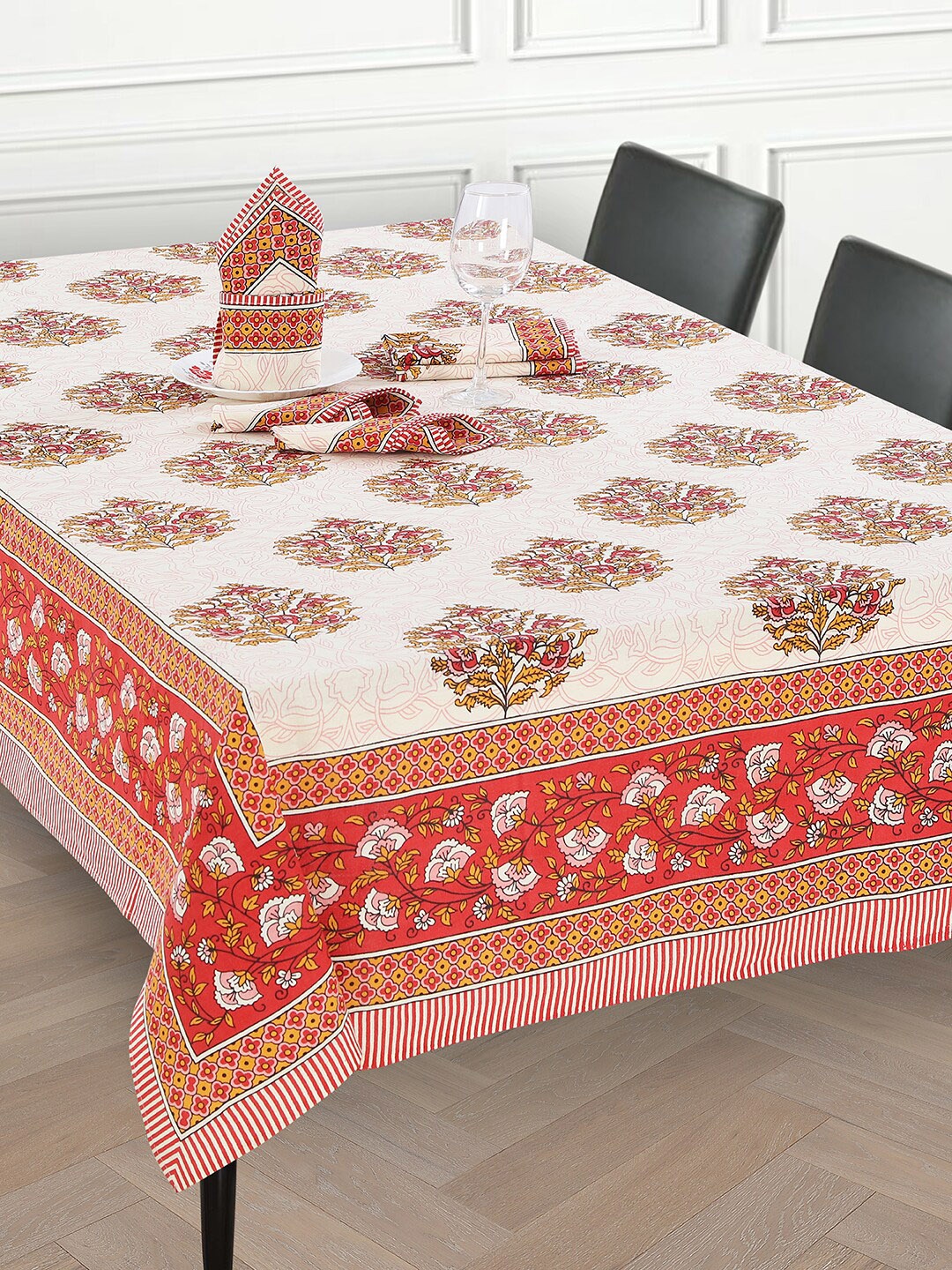 Salona Bichona 7 Pcs Cream-Coloured & Pink 6 Seater Pure Cotton 120 TC Table Linen Set
Salona Bichona 7 Pcs Cream-Coloured & Pink 6 Seater Pure Cotton 120 TC Table Linen Set