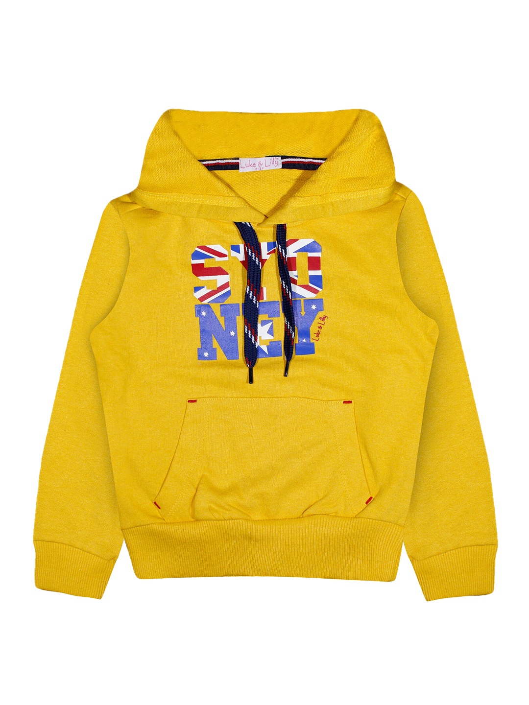 Luke & Lilly Boys Yellow Printed Hooded Sweatshirt