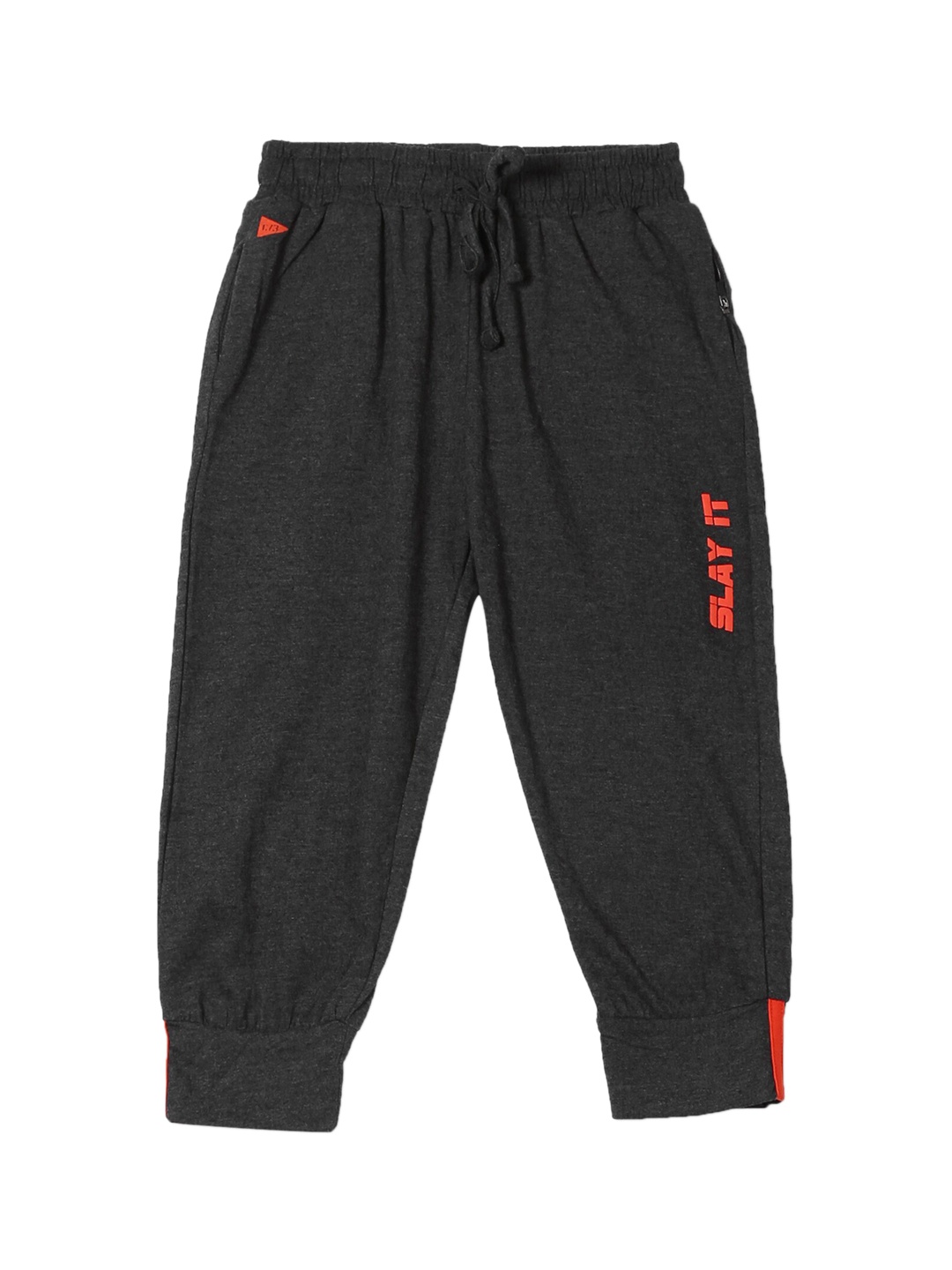 Cherokee Girls Charcoal Grey Solid Cotton Joggers