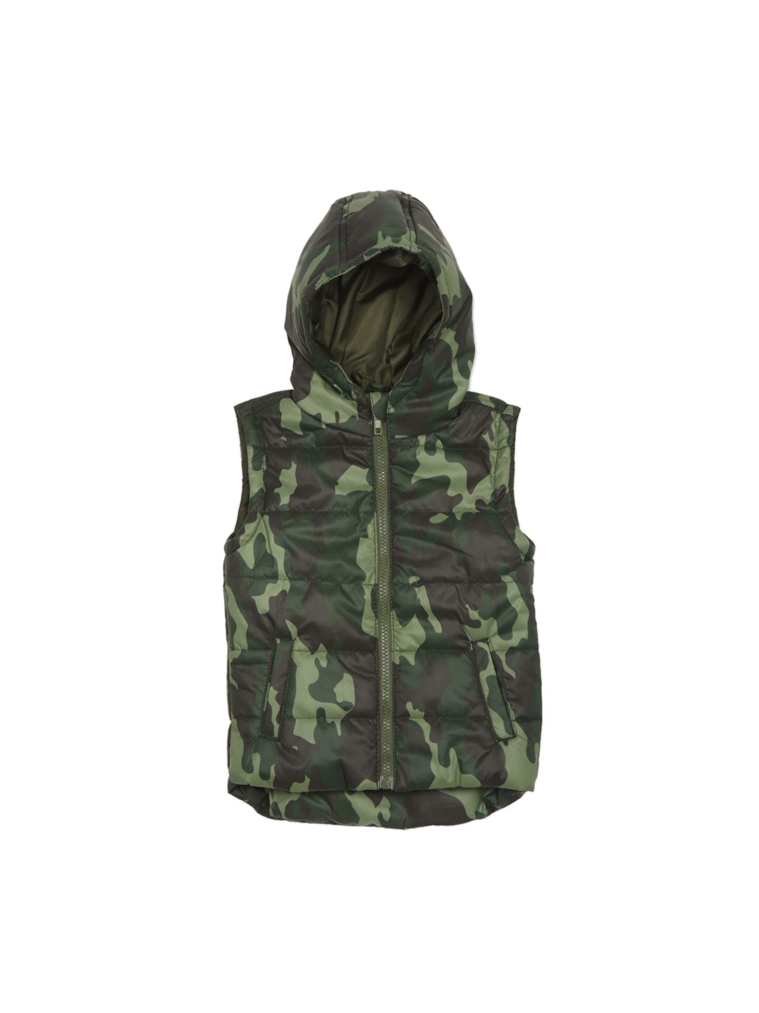 Cherokee Boys Green Camouflage Hooded Padded Jacket