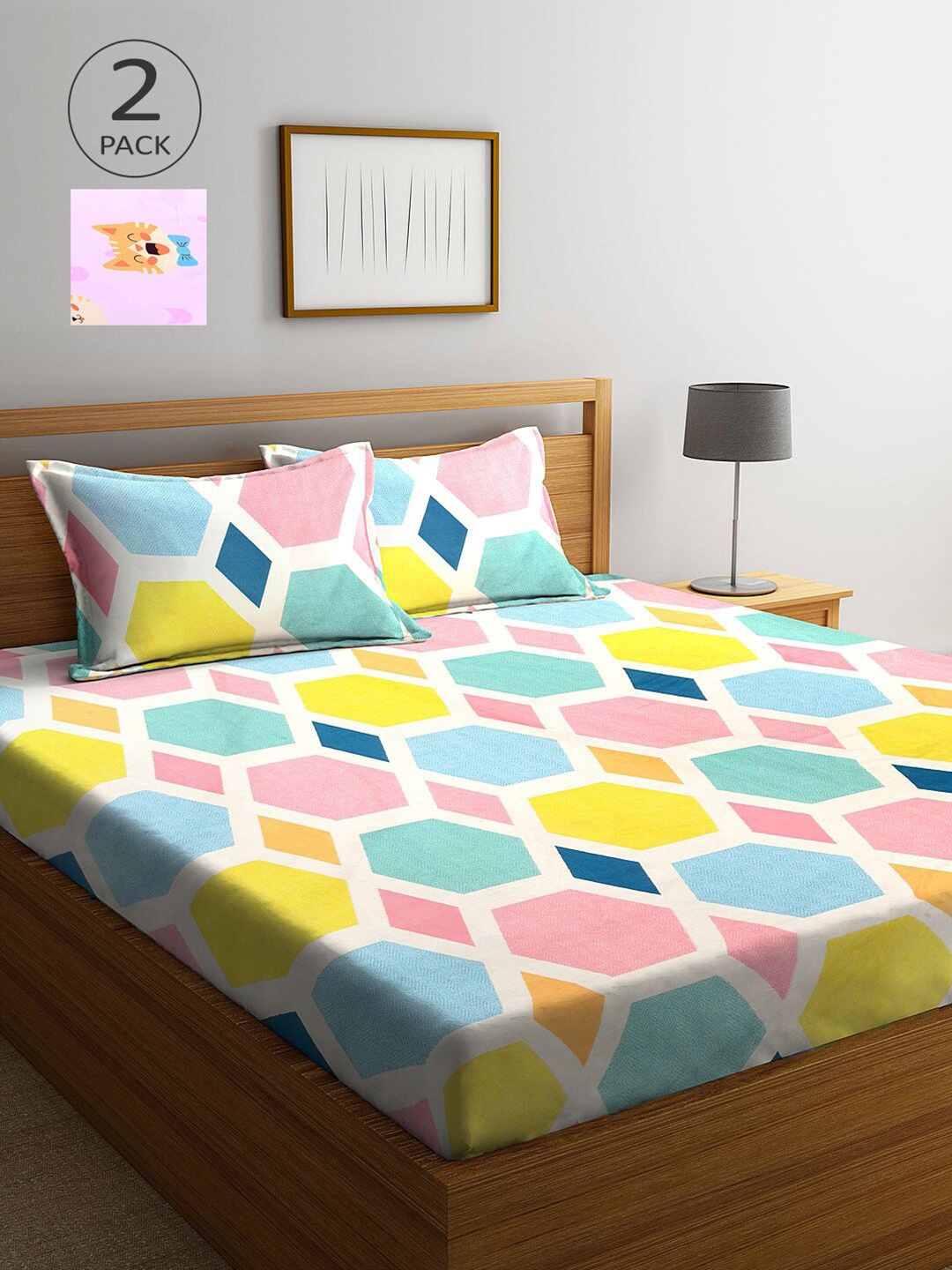 KLOTTHE Blue & Yellow Geometric 210 TC 2 King Bedsheet with 4 Pillow Covers
KLOTTHE Blue & Yellow Geometric 210 TC 2 King Bedsheet with 4 Pillow Covers