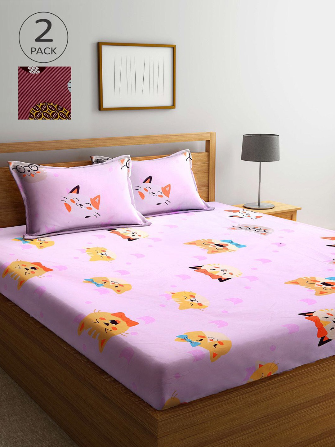 KLOTTHE Pink & Maroon Cartoon Characters 210 TC 2 King Bedsheets with 4 Pillow Covers
KLOTTHE Pink & Maroon Cartoon Characters 210 TC 2 King Bedsheets with 4 Pillow Covers