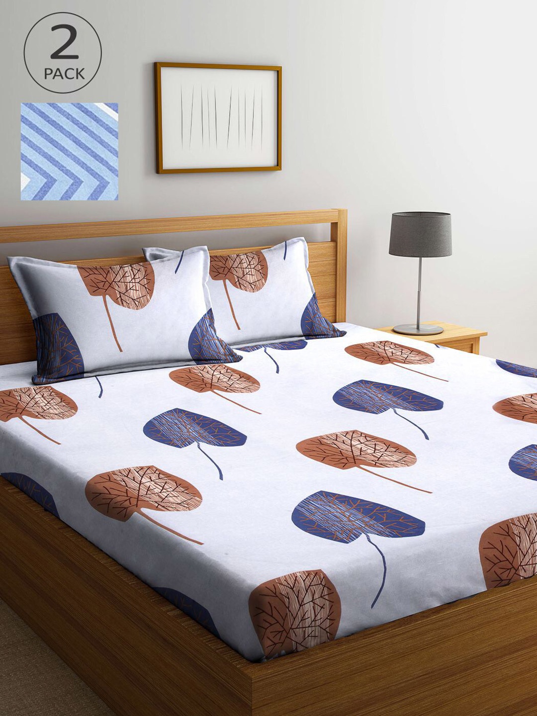 KLOTTHE Multicoloured Printed 210 TC 2 King Bedsheet with 4 Pillow Covers, Multi