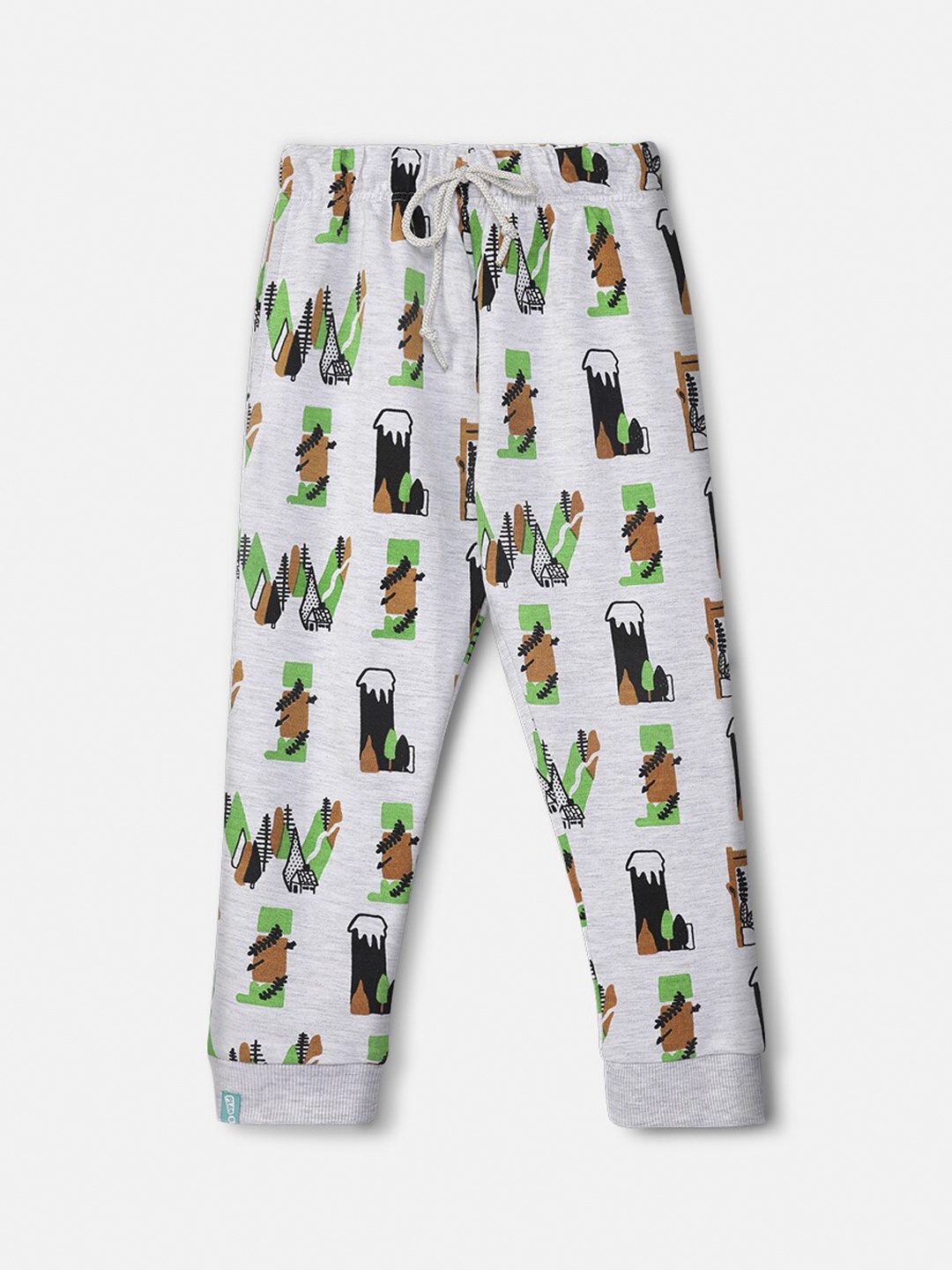 You Got Plan B Kids Grey & Green Printed Pure Cotton Joggers