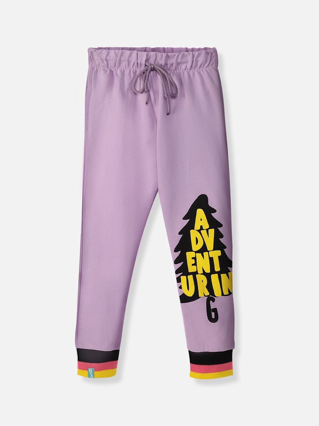 You Got Plan B Kids Lavender & Yellow Printed Pure Cotton Joggers