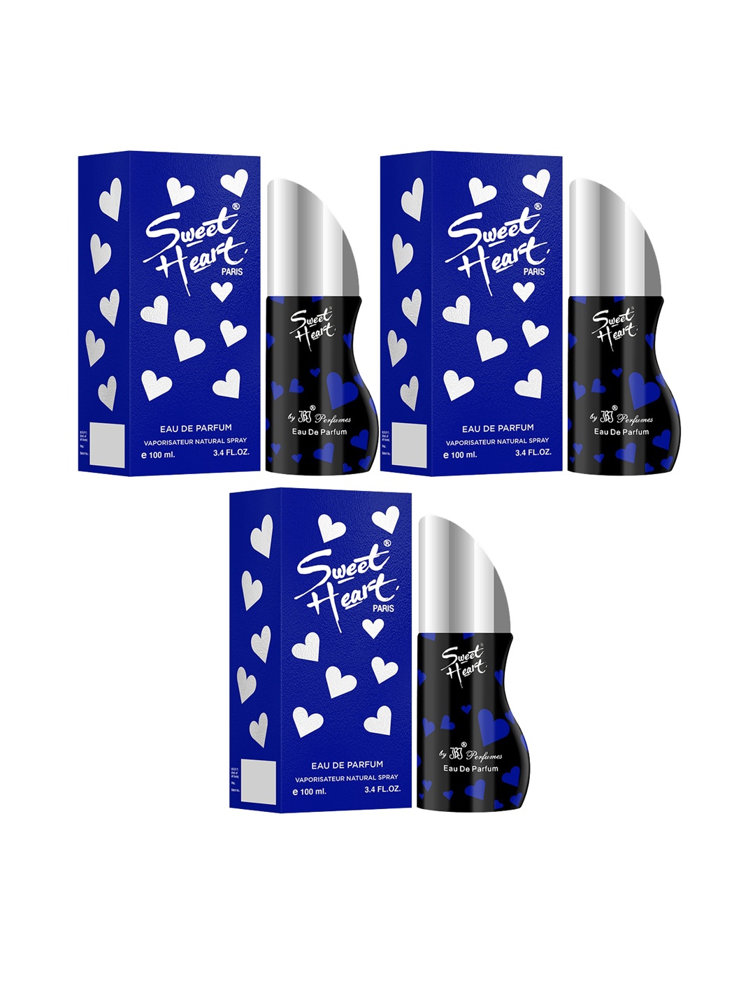 Sweetheart Pack of 3 Sweet Heart Blue Long Lasting Imported Eau De Perfume - 100ml Each
Sweetheart Pack of 3 Sweet Heart Blue Long Lasting Imported Eau De Perfume - 100ml Each
