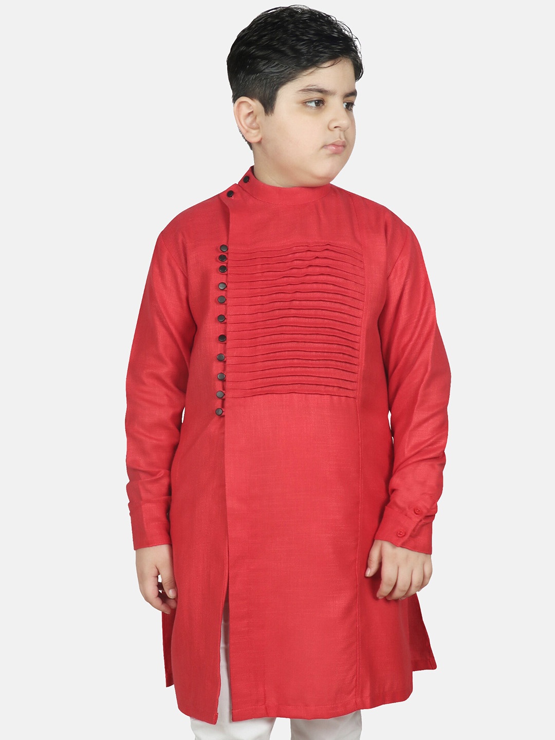 SG YUVRAJ Boys Red Thread Work Cotton Kurta