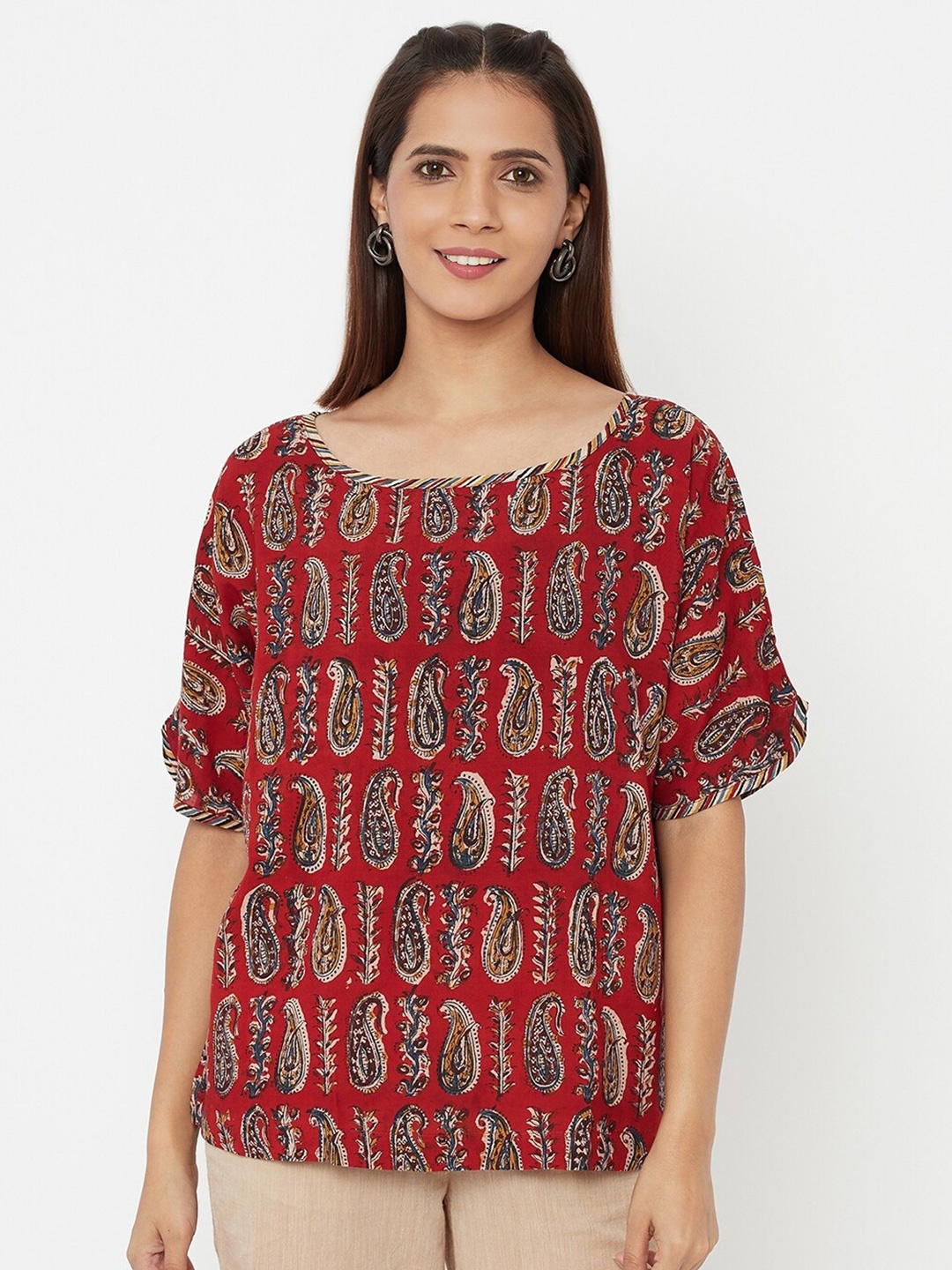 Fabindia Red Regular Top