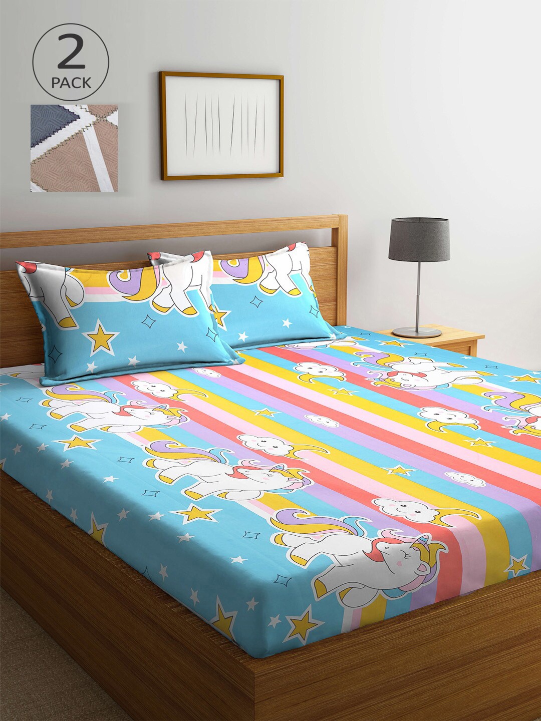 KLOTTHE Turquoise Blue & Grey Cartoon Characters 210 TC 2 King Bedsheet with 4 Pillow Covers
KLOTTHE Turquoise Blue & Grey Cartoon Characters 210 TC 2 King Bedsheet with 4 Pillow Covers