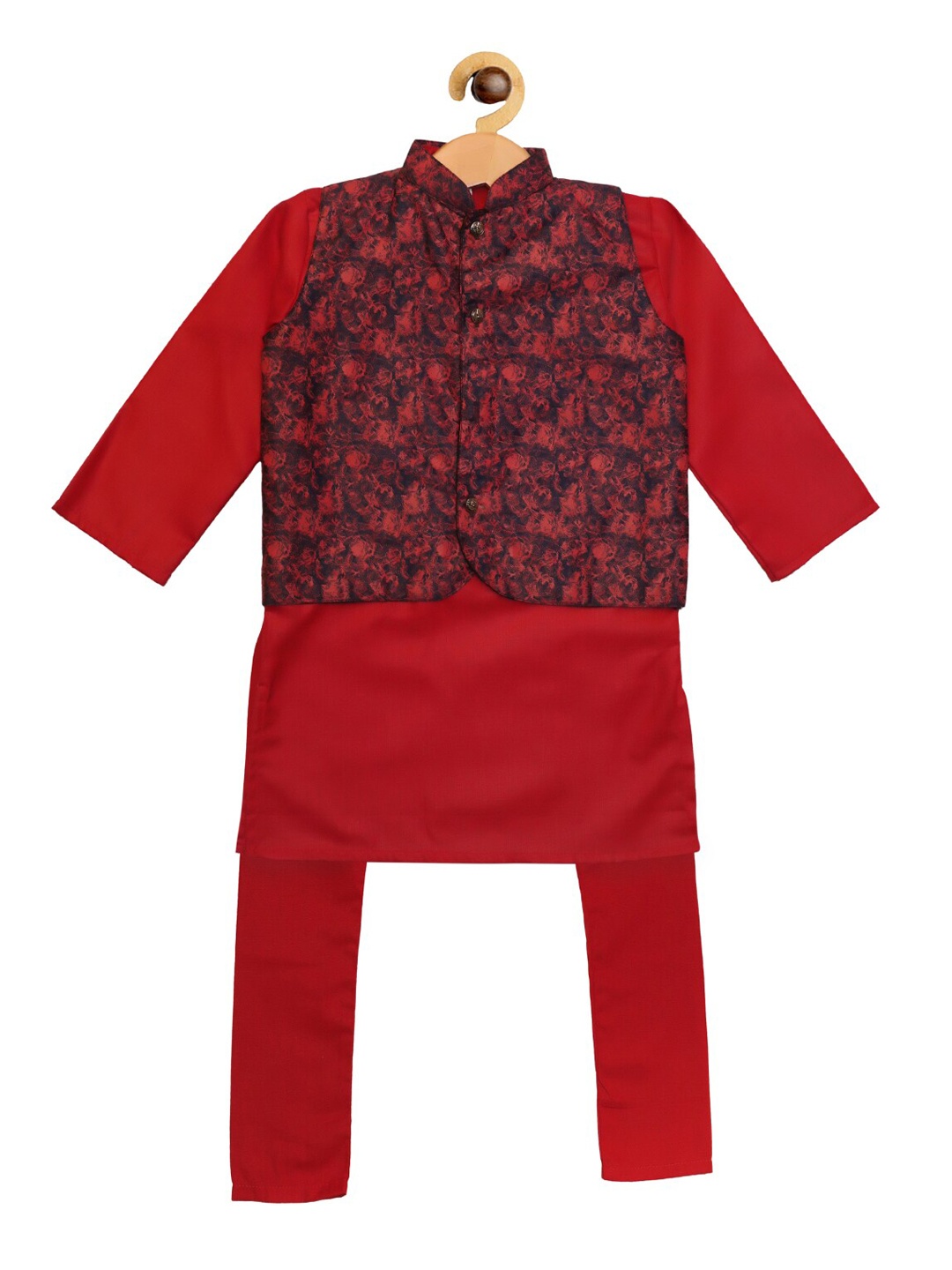 SOULFULLY INDIAN Boys Maroon& Black Printed Pure Cotton Kurta with Pyjamas & Nehru Jacket
SOULFULLY INDIAN Boys Maroon& Black Printed Pure Cotton Kurta with Pyjamas & Nehru Jacket