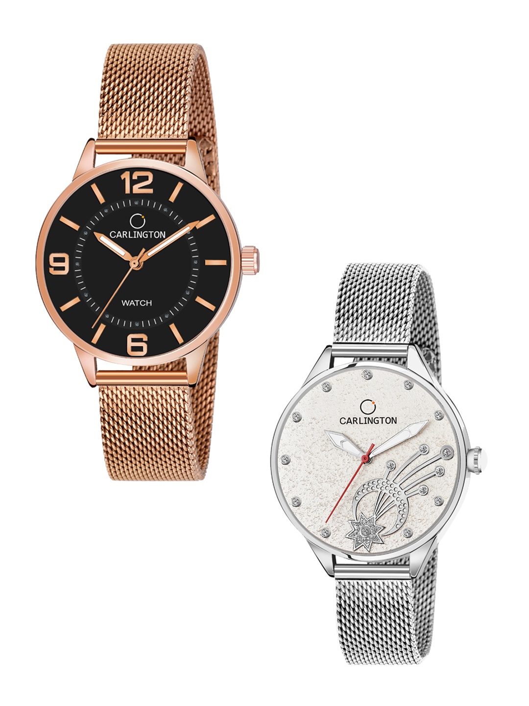 CARLINGTON Women Set of 2 Stainless Steel Bracelet Strap Watches CT2002 & CT2020, Multi
CARLINGTON Women Set of 2 Stainless Steel Bracelet Strap Watches CT2002 & CT2020, Multi