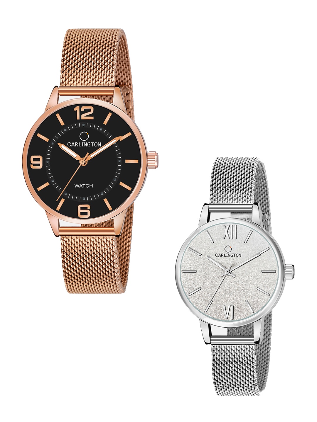 CARLINGTON Women Set Of 2 Stainless Steel Bracelet Style Straps Analogue Watch, Rose gold
CARLINGTON Women Set Of 2 Stainless Steel Bracelet Style Straps Analogue Watch, Rose gold