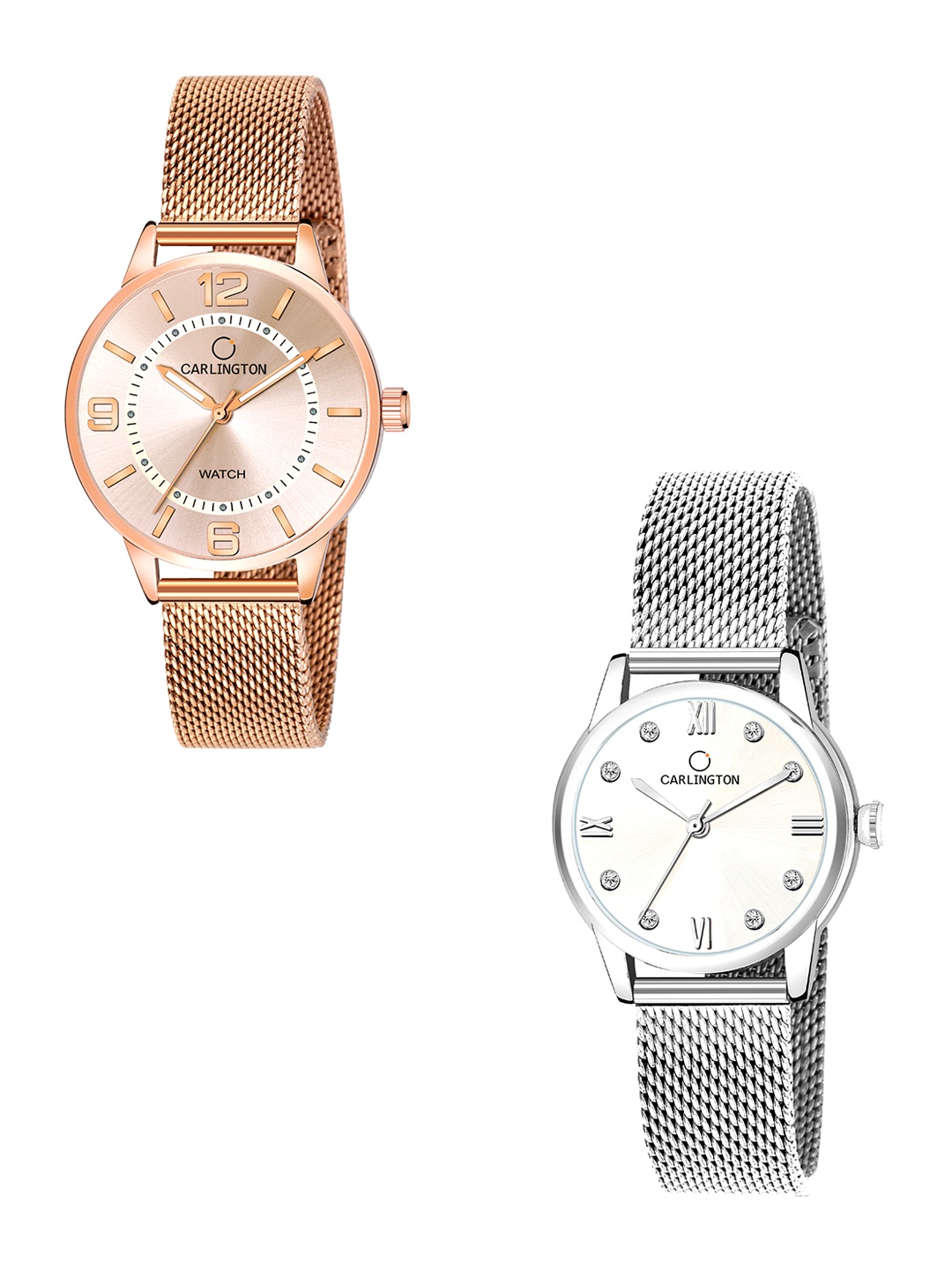 CARLINGTON Women Set of 2 Stainless Steel Bracelet Straps Analogue Watches CT2002 & CT2005, Multi
CARLINGTON Women Set of 2 Stainless Steel Bracelet Straps Analogue Watches CT2002 & CT2005, Multi