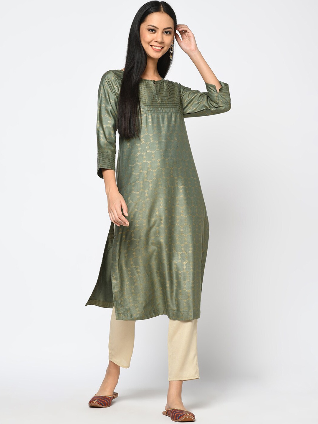 Fabindia Women Green Kurta