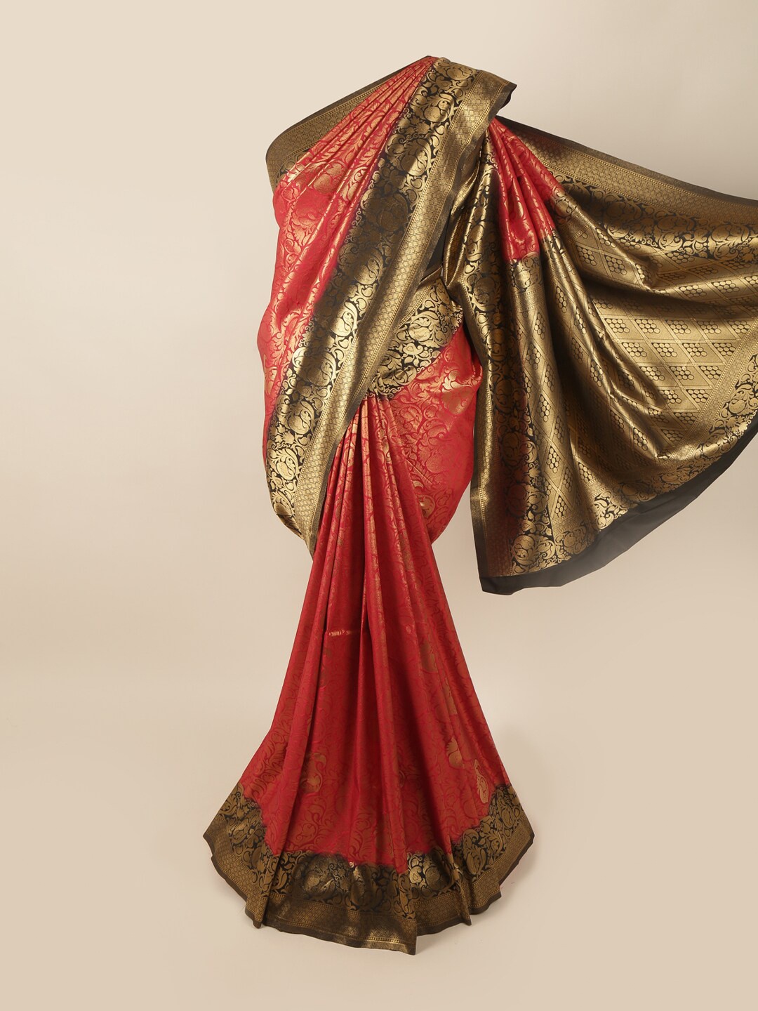 Pothys Red & Black Woven Design Zari Art Silk Banarasi Saree