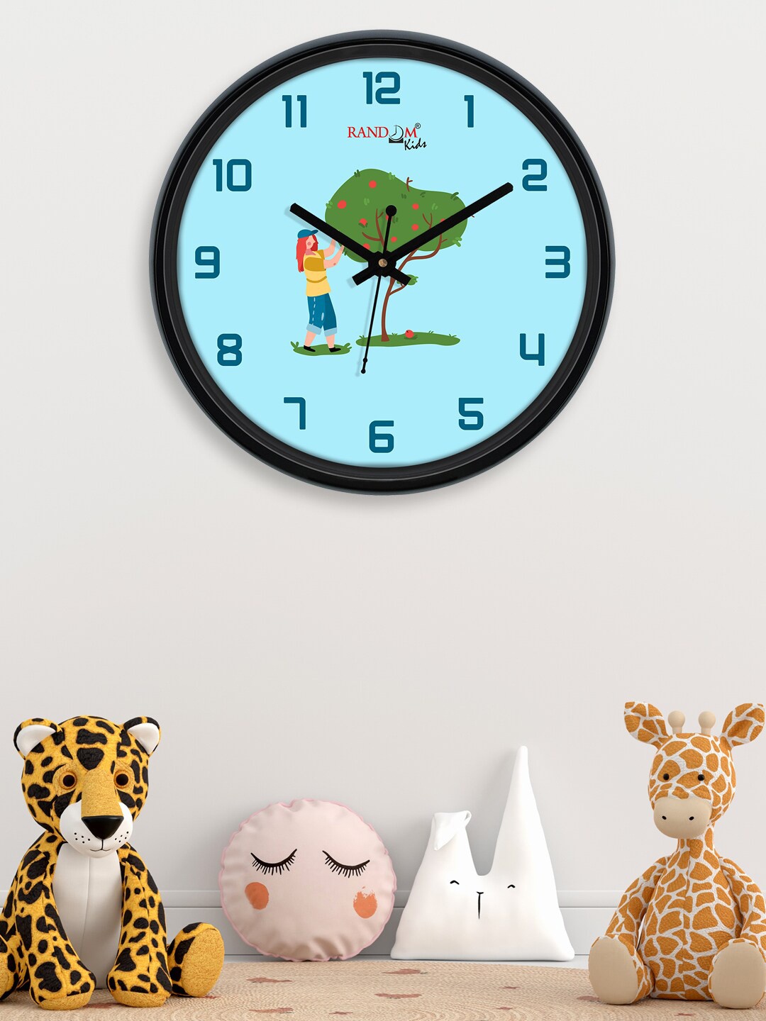 RANDOM Black & Blue Printed Contemporary Wall Clock