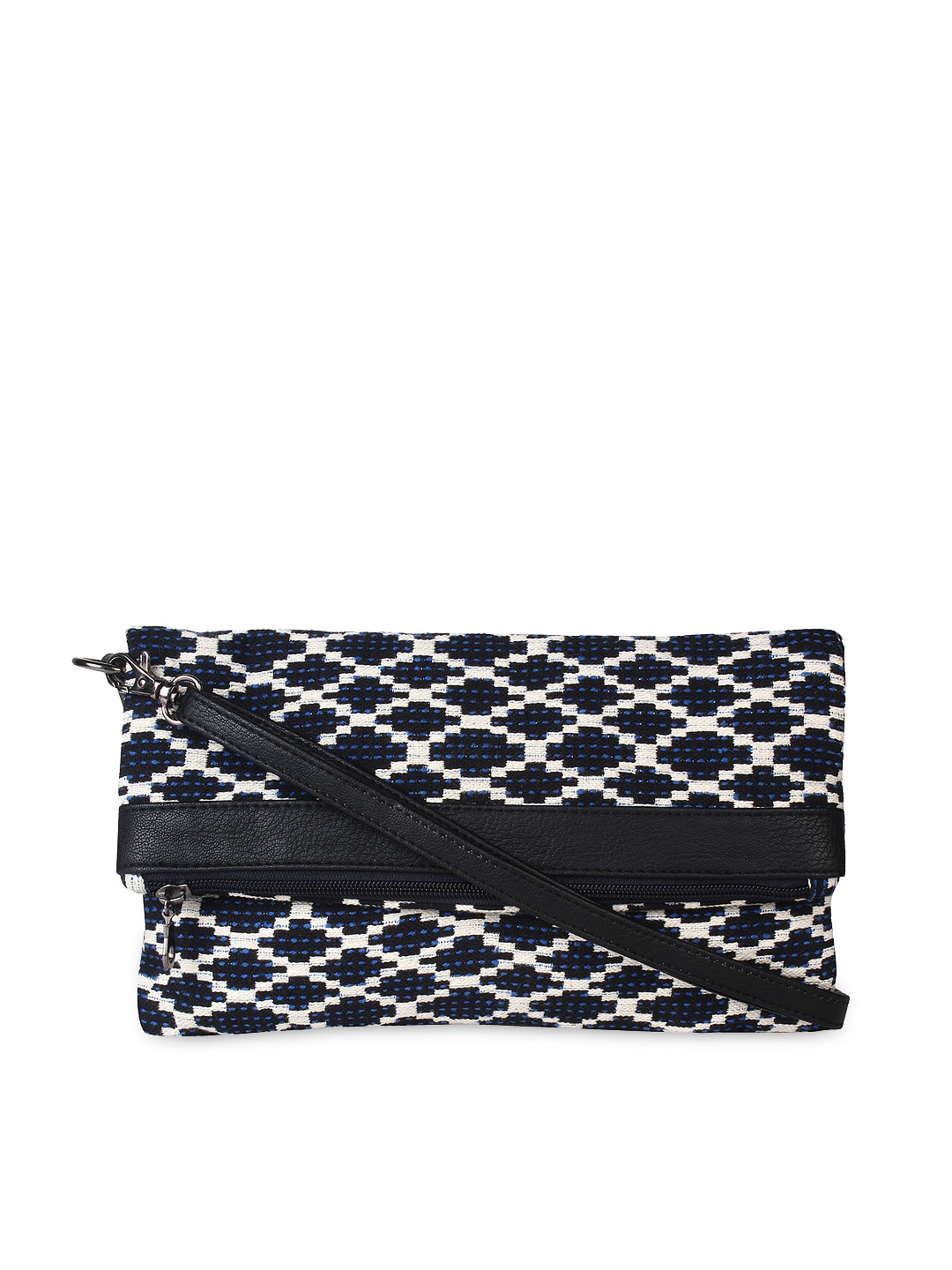 Anekaant Blue & White Jacquard Sling Bag