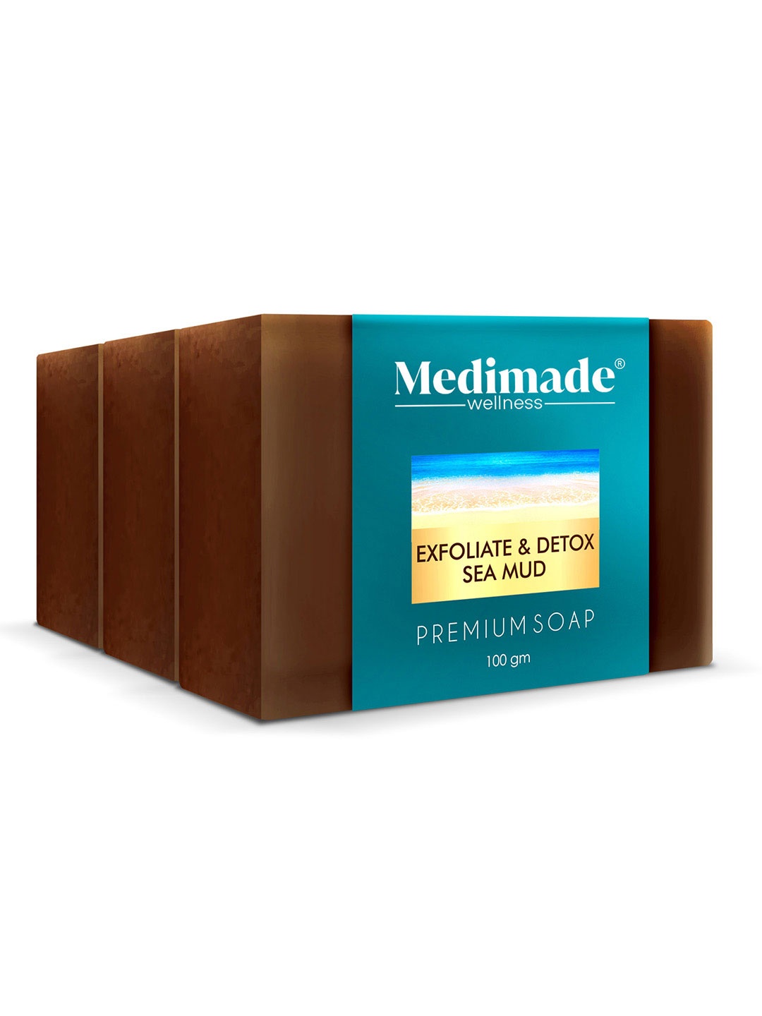 Medimade Set Of 3 Exfoliate & Detox Dead Sea Mud Premium Beauty Soaps - 100 g Each, Brown
Medimade Set Of 3 Exfoliate & Detox Dead Sea Mud Premium Beauty Soaps - 100 g Each, Brown