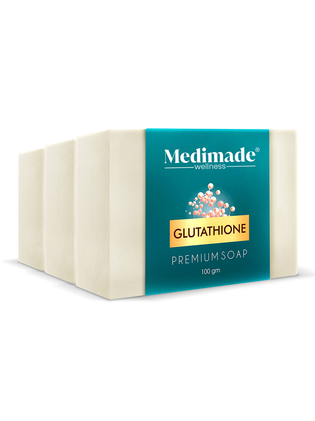 Medimade Set of 3 Glutathione Premium Beauty Soap with Shea Butter - 100 g Each, Off white
Medimade Set of 3 Glutathione Premium Beauty Soap with Shea Butter - 100 g Each, Off white