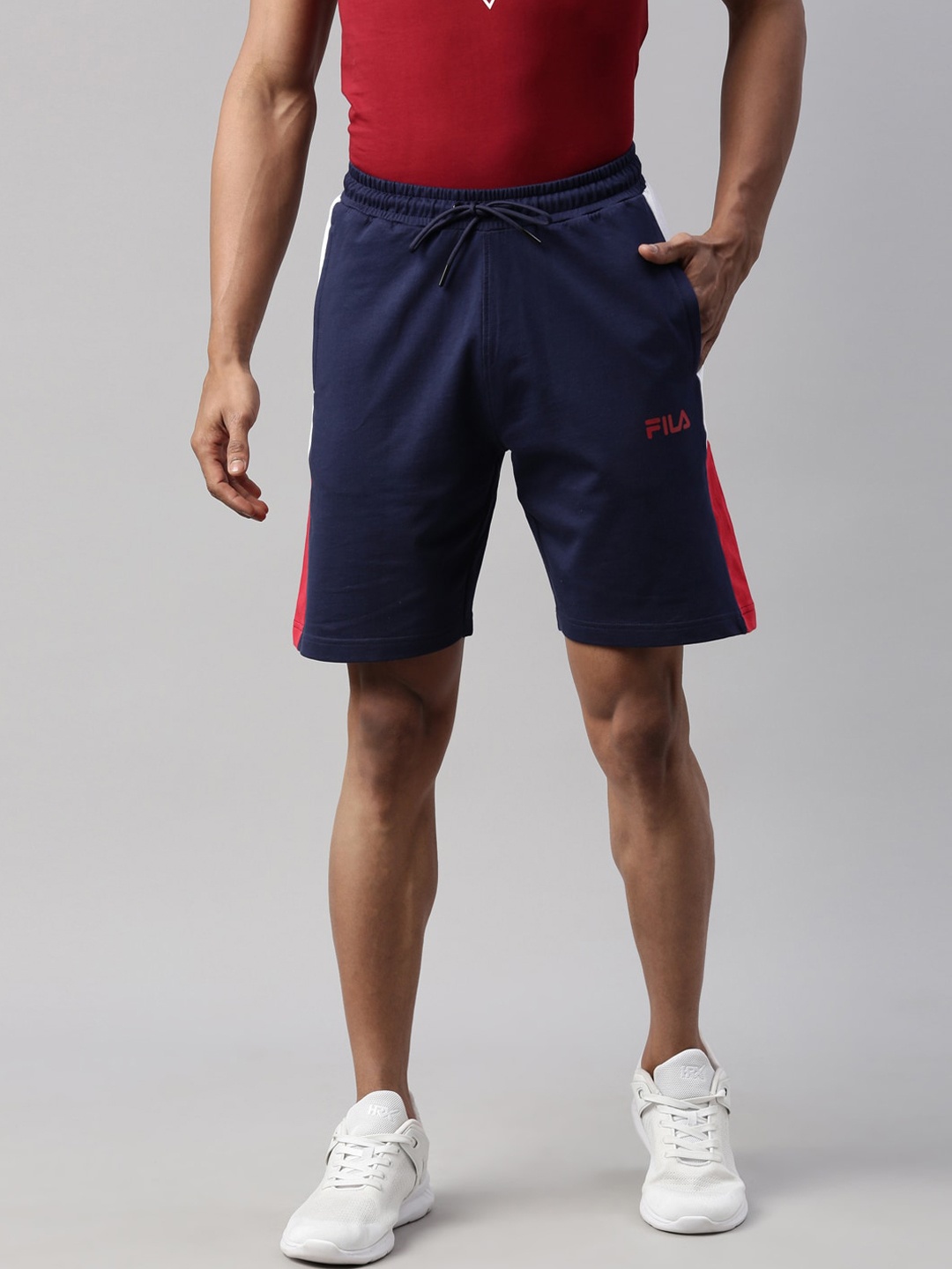 FILA Men Navy Blue Running Sports Shorts