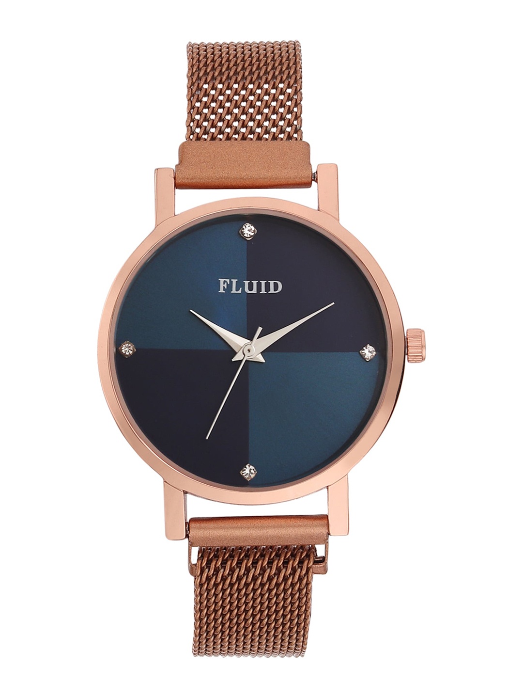 FLUID Women Navy Blue Embellished Dial & Rose Gold-Toned Straps AnalogueWatch FL-Mag-RG-04
FLUID Women Navy Blue Embellished Dial & Rose Gold-Toned Straps AnalogueWatch FL-Mag-RG-04