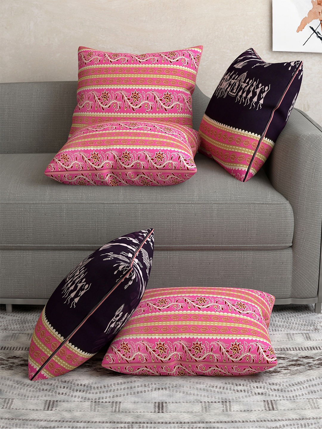 Salona Bichona Set Of 5 Pink & Brown Floral Printed Pure Cotton Square Cushion Covers
Salona Bichona Set Of 5 Pink & Brown Floral Printed Pure Cotton Square Cushion Covers