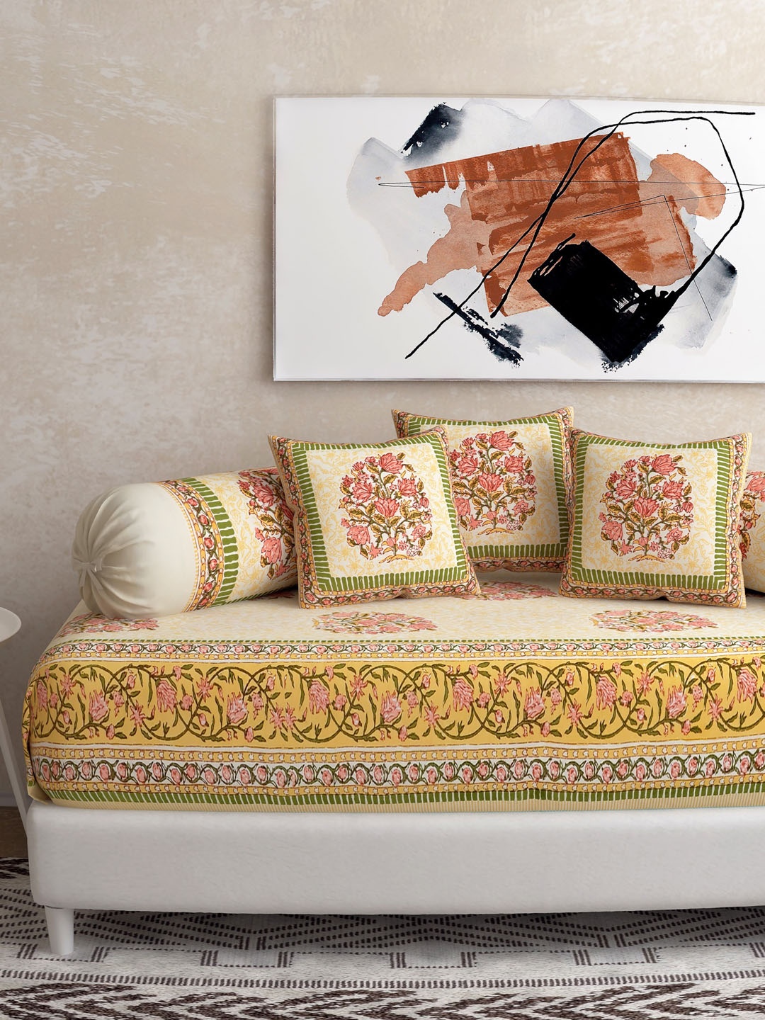 Salona Bichona Set Of 6 Yellow & Green Printed Single Bedsheet With Bolster Covers & Cushion Covers
Salona Bichona Set Of 6 Yellow & Green Printed Single Bedsheet With Bolster Covers & Cushion Covers