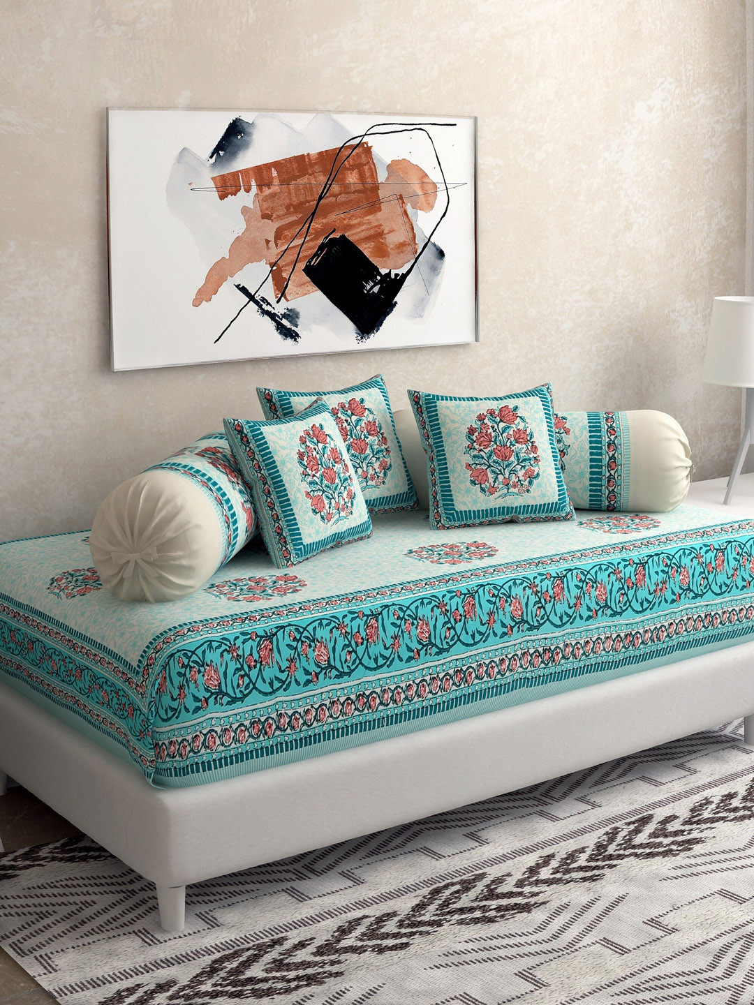 Salona Bichona Set Of 6 Blue & Red Printed Cotton 120 TC Diwan Set
Salona Bichona Set Of 6 Blue & Red Printed Cotton 120 TC Diwan Set