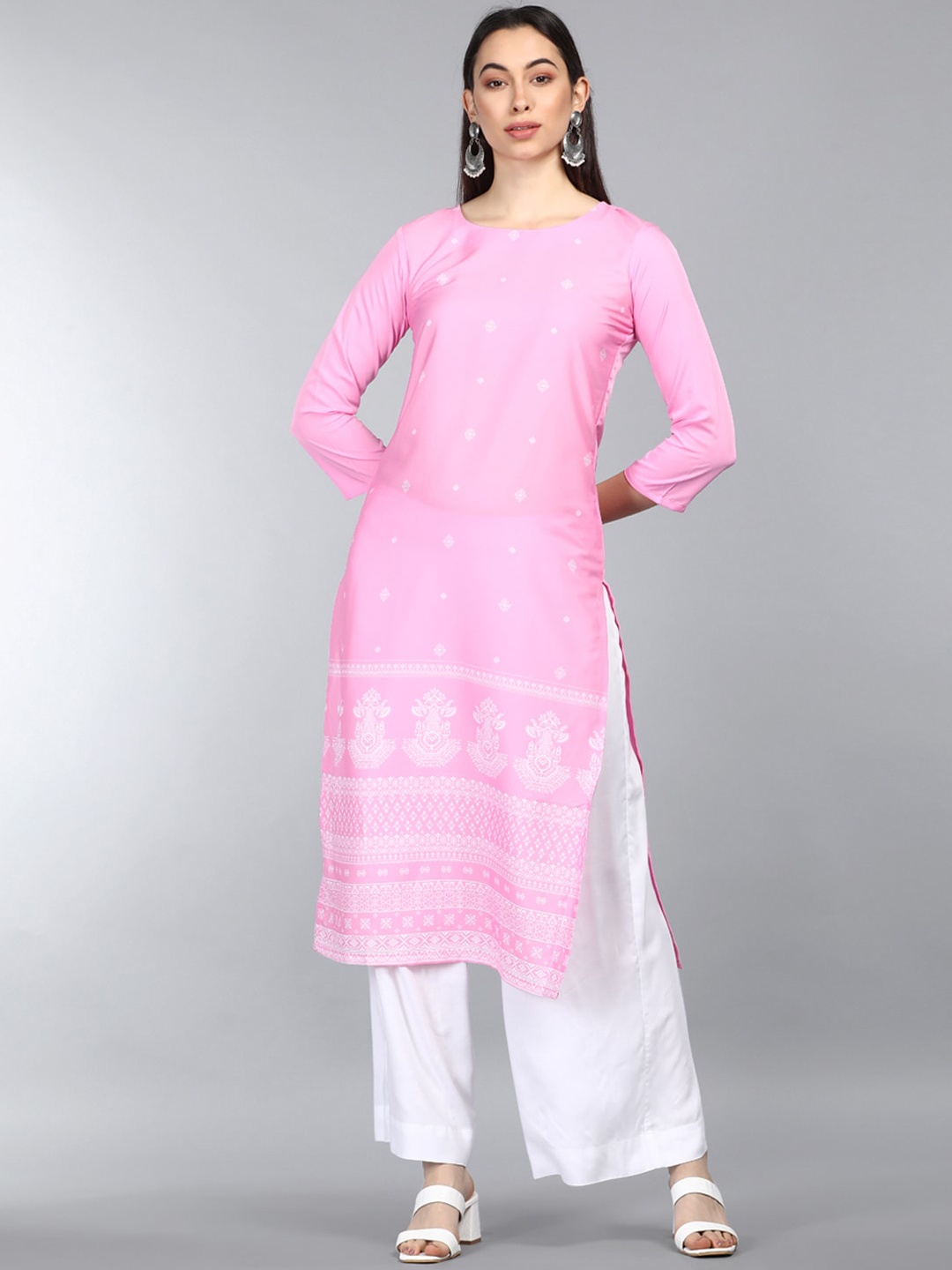 AHIKA Women Pink Geometric Printed Kurta